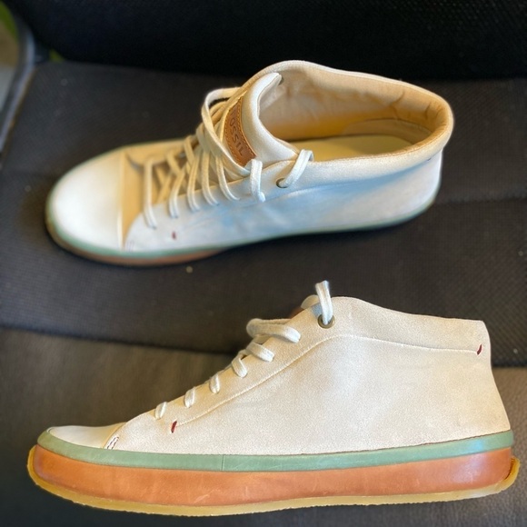 Fossil suede and leather ivory and brown high top sneaker shoes size 10 Unisex - Picture 1 of 13
